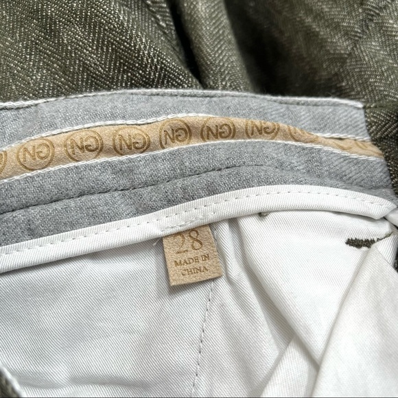 NWT 100% Linen Nifty Genius Olive Green Shorts, Size 28 - Picture 12 of 13